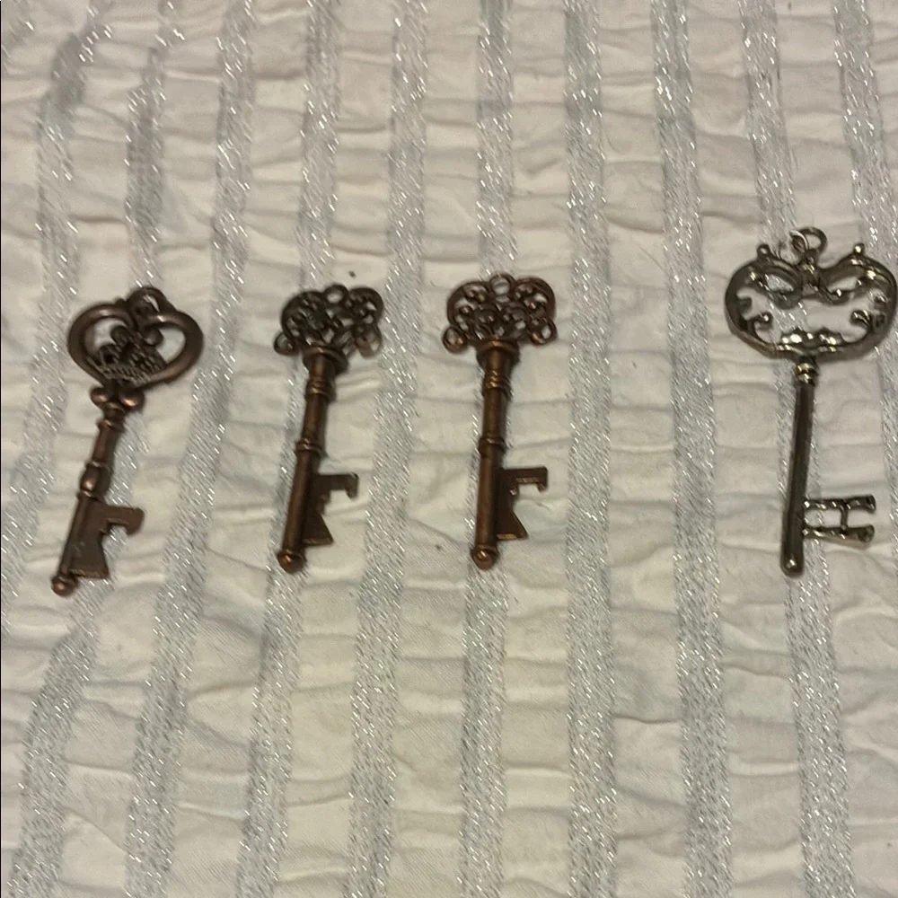 Antique Bronze and Silver Key Wall Hooks